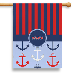 Classic Anchor & Stripes 28" House Flag (Personalized)