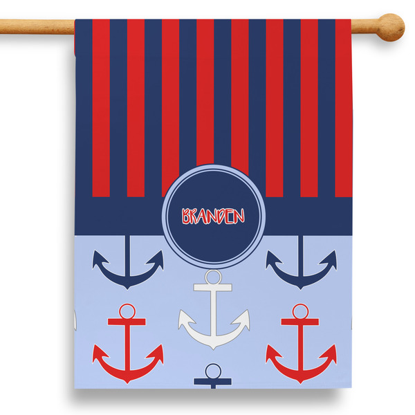 Custom Classic Anchor & Stripes 28" House Flag (Personalized)
