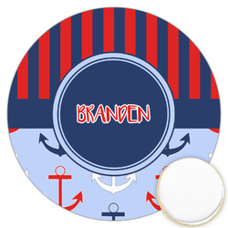 Classic Anchor & Stripes Printed Cookie Topper - 3.25" (Personalized)