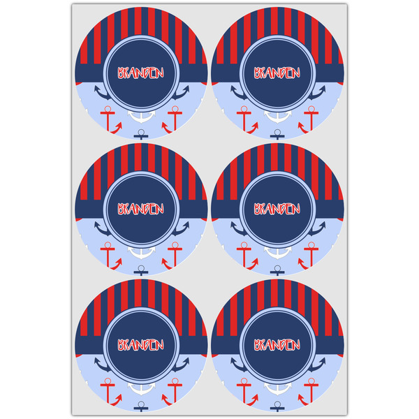 Classic Anchor & Stripes Icing Circle - Large - Set of 6