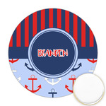 Classic Anchor & Stripes Printed Cookie Topper - Round (Personalized)