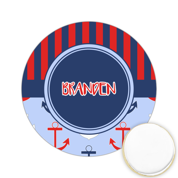 Custom Classic Anchor & Stripes Printed Cookie Topper - 2.15" (Personalized)