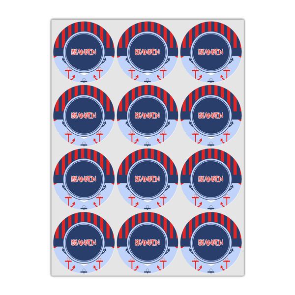 Classic Anchor & Stripes Icing Circle - Small - Set of 12
