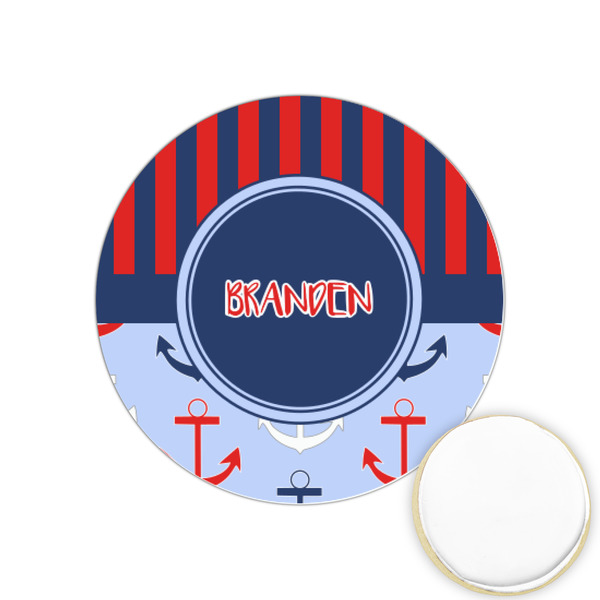 Custom Classic Anchor & Stripes Printed Cookie Topper - 1.25" (Personalized)