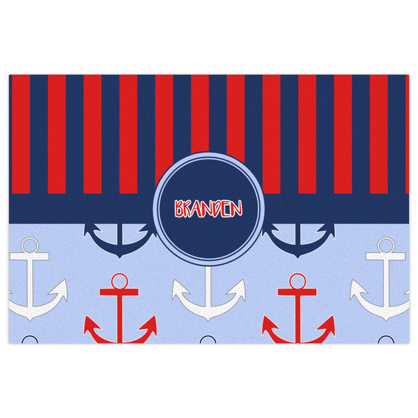 Classic Anchor & Stripes Indoor / Outdoor Rug - 4'x6' - Front Flat