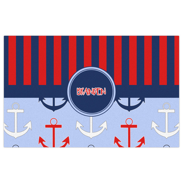 Classic Anchor & Stripes Indoor / Outdoor Rug - 5'x8' - Front Flat