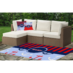 Classic Anchor & Stripes Indoor / Outdoor Rug - Custom Size w/ Name or Text