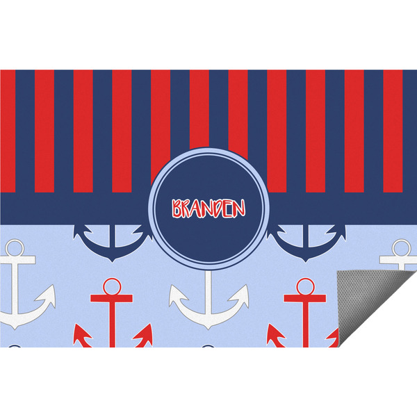 Custom Classic Anchor & Stripes Indoor / Outdoor Rug (Personalized)