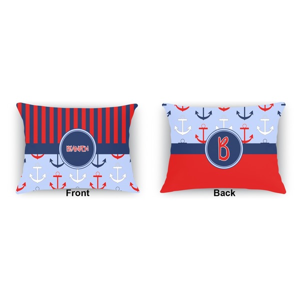 Classic Anchor & Stripes  Indoor Rectangular Burlap Pillow (Front and Back)