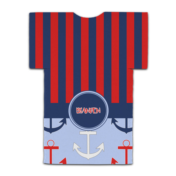 Classic Anchor & Stripes Jersey Bottle Cooler - BACK (flat)
