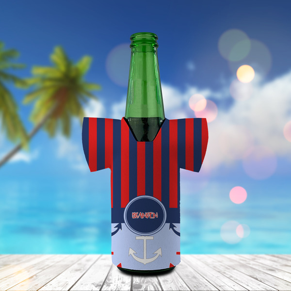 Classic Anchor & Stripes Jersey Bottle Cooler - LIFESTYLE