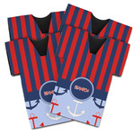 Classic Anchor & Stripes Jersey Bottle Cooler - Set of 4 (Personalized)