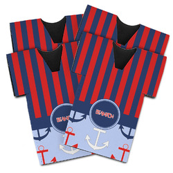 Classic Anchor & Stripes Jersey Bottle Cooler - Set of 4 (Personalized)