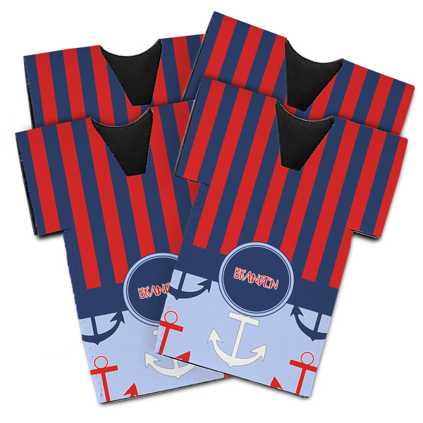 Classic Anchor & Stripes Jersey Bottle Cooler - Set of 4 - MAIN (flat)