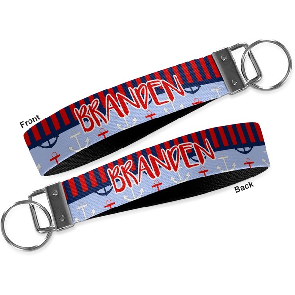 Classic Anchor & Stripes Key-chain - Metal and Nylon - Front and Back