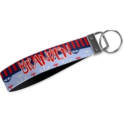 Classic Anchor & Stripes Webbing Keychain Fob - Small (Personalized)