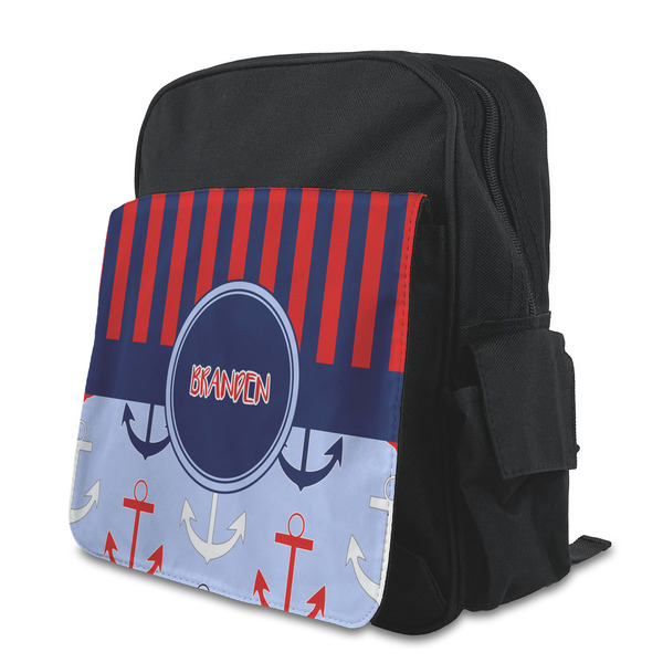 Custom Classic Anchor & Stripes Preschool Backpack (Personalized)
