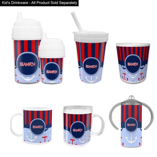 Classic Anchor & Stripes Kid's Drinkware - Customized & Personalized