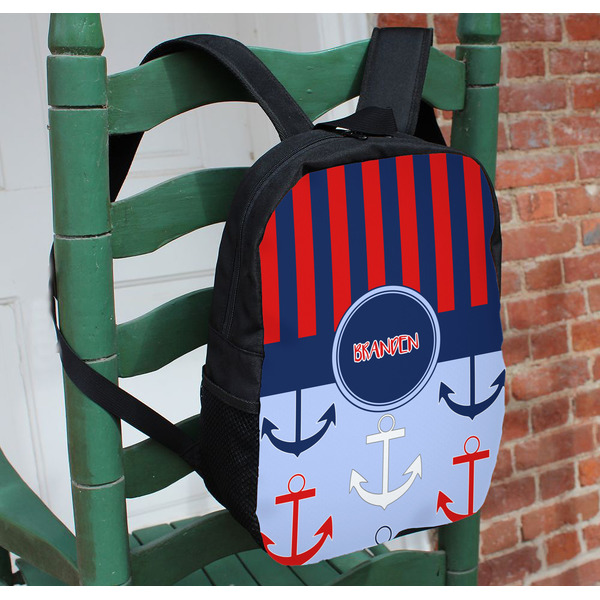 Classic Anchor & Stripes Kids Backpack - In Context