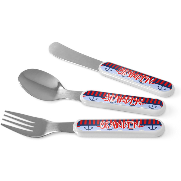 Custom Classic Anchor & Stripes Kid's Flatware (Personalized)