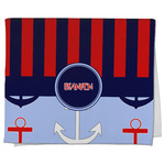 Classic Anchor & Stripes Kitchen Towel - Poly Cotton w/ Name or Text
