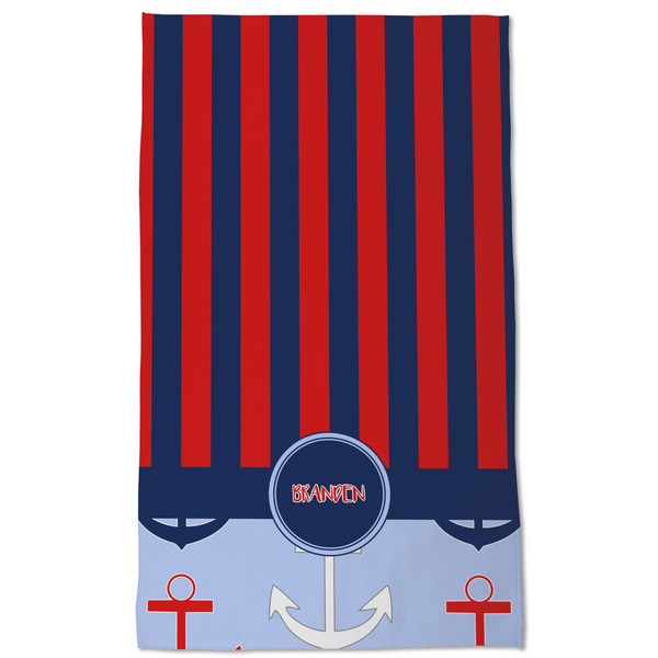 Classic Anchor & Stripes Kitchen Towel - Poly Cotton - Full Front