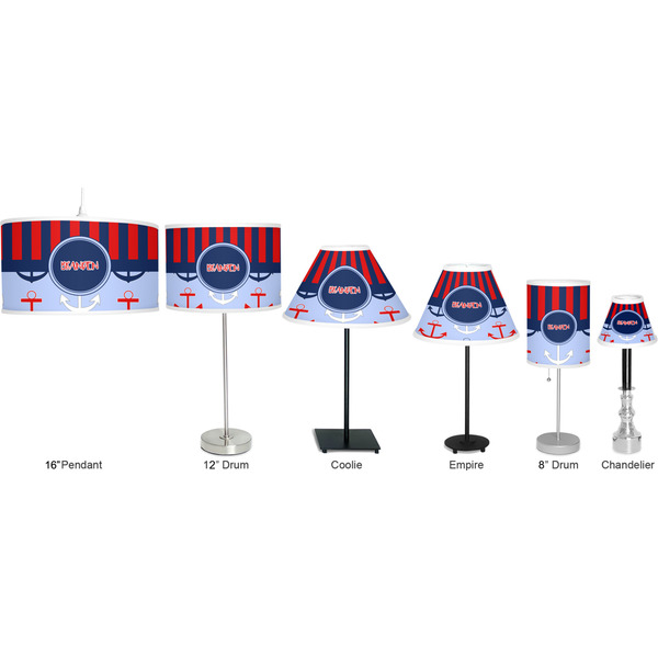 Classic Anchor & Stripes Lamp Full View Size Comparison