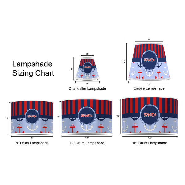 Classic Anchor & Stripes Lampshade Sizing Chart
