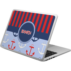 Classic Anchor & Stripes Laptop Skin - Custom Sized w/ Name or Text