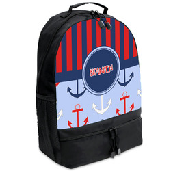 Classic Anchor & Stripes Backpacks - Black (Personalized)