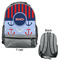 Classic Anchor & Stripes Large Backpack - Gray - Front & Back View