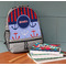 Classic Anchor & Stripes Large Backpack - Gray - On Desk