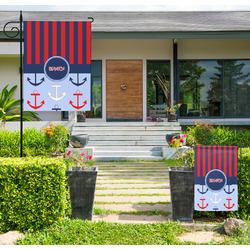 Classic Anchor & Stripes Large Garden Flag - Double Sided (Personalized)