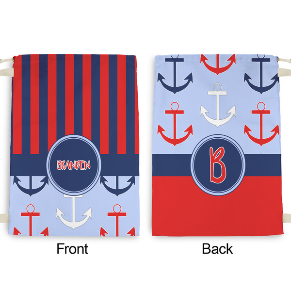 Classic Anchor & Stripes Large Laundry Bag - Front & Back View