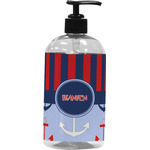 Classic Anchor & Stripes Plastic Soap / Lotion Dispenser (16 oz - Large - Black) (Personalized)