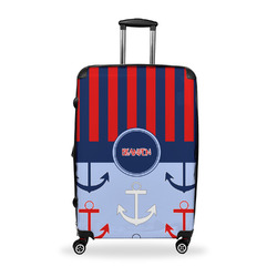 Classic Anchor & Stripes Suitcase - 28" Large - Checked w/ Name or Text