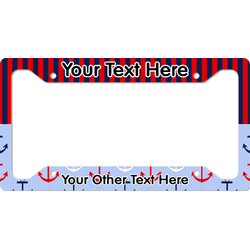 Classic Anchor & Stripes License Plate Frame - Style A (Personalized)
