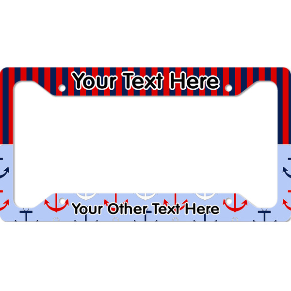 Custom Classic Anchor & Stripes License Plate Frame - Style A (Personalized)