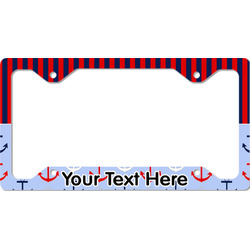 Classic Anchor & Stripes License Plate Frame - Style C (Personalized)