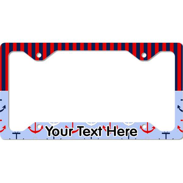 Custom Classic Anchor & Stripes License Plate Frame - Style C (Personalized)