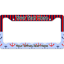 Classic Anchor & Stripes License Plate Frame - Style B (Personalized)