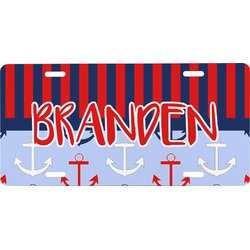 Classic Anchor & Stripes Front License Plate (Personalized)