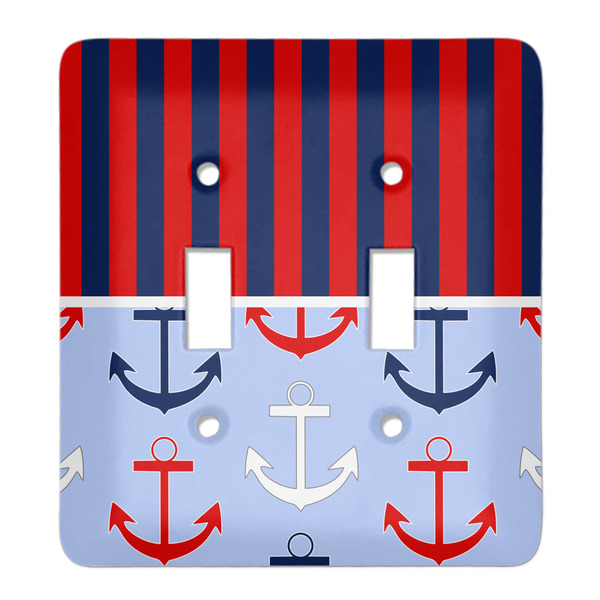 Custom Classic Anchor & Stripes Light Switch Cover (2 Toggle Plate)