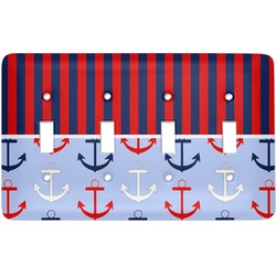 Classic Anchor & Stripes Light Switch Cover (4 Toggle Plate)