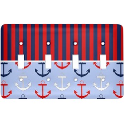 Classic Anchor & Stripes Light Switch Cover (4 Toggle Plate)