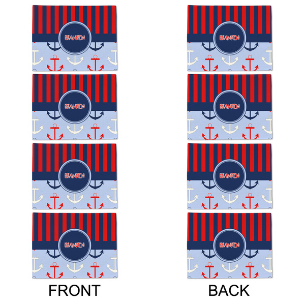 Classic Anchor & Stripes Linen Placemat - APPROVAL Set of 4 (double sided)