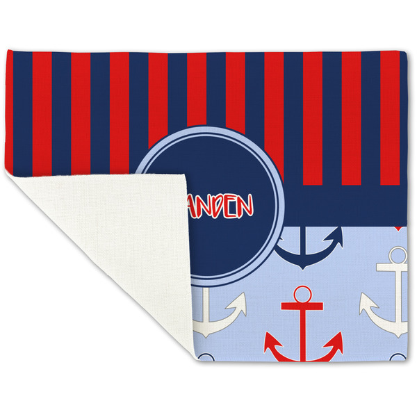 Classic Anchor & Stripes Linen Placemat - Folded Corner (single side)