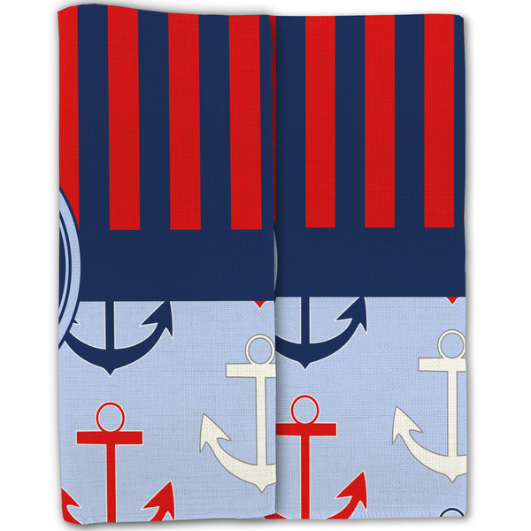 Classic Anchor & Stripes Linen Placemat - Folded Half (double sided)