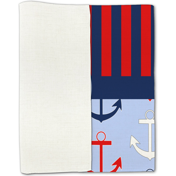 Classic Anchor & Stripes Linen Placemat - Folded Half