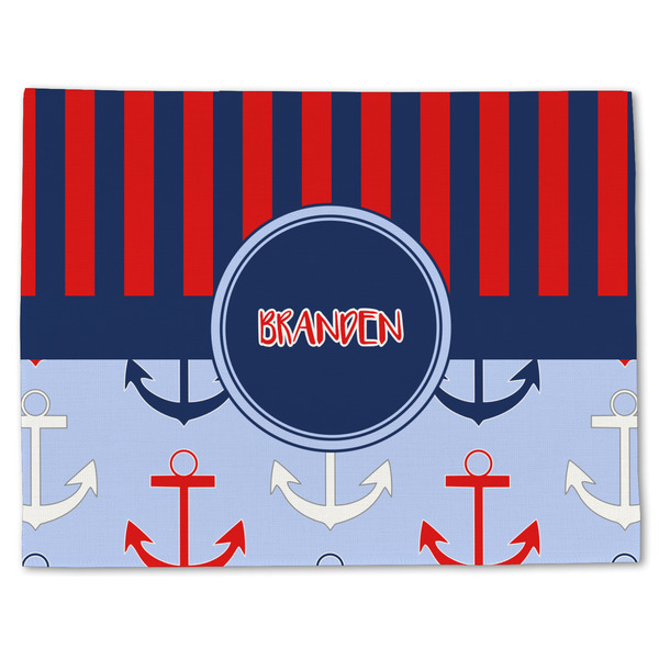 Custom Classic Anchor & Stripes Single-Sided Linen Placemat - Single w/ Name or Text